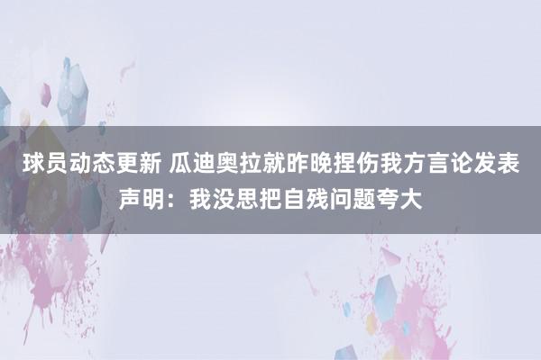 球员动态更新 瓜迪奥拉就昨晚捏伤我方言论发表声明：我没思把自残问题夸大