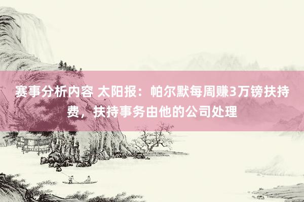 赛事分析内容 太阳报：帕尔默每周赚3万镑扶持费，扶持事务由他的公司处理