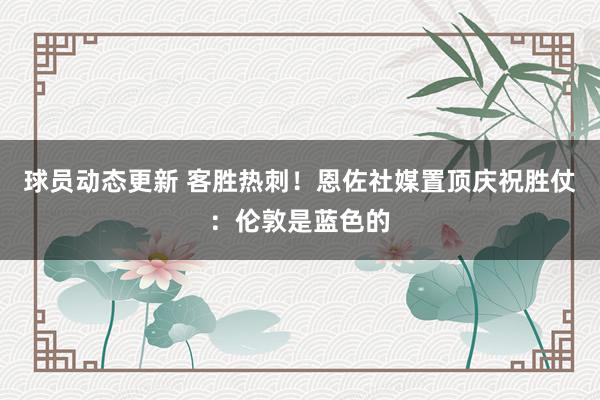 球员动态更新 客胜热刺！恩佐社媒置顶庆祝胜仗：伦敦是蓝色的