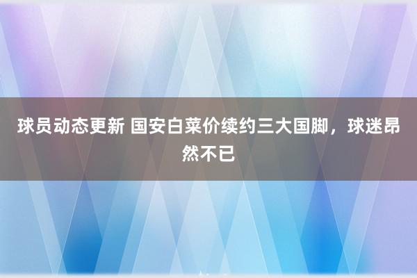 球员动态更新 国安白菜价续约三大国脚，球迷昂然不已