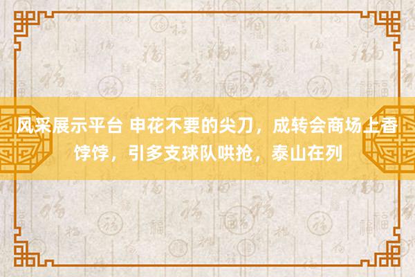 风采展示平台 申花不要的尖刀，成转会商场上香饽饽，引多支球队哄抢，泰山在列