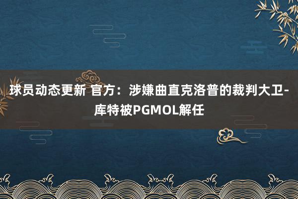 球员动态更新 官方：涉嫌曲直克洛普的裁判大卫-库特被PGMOL解任